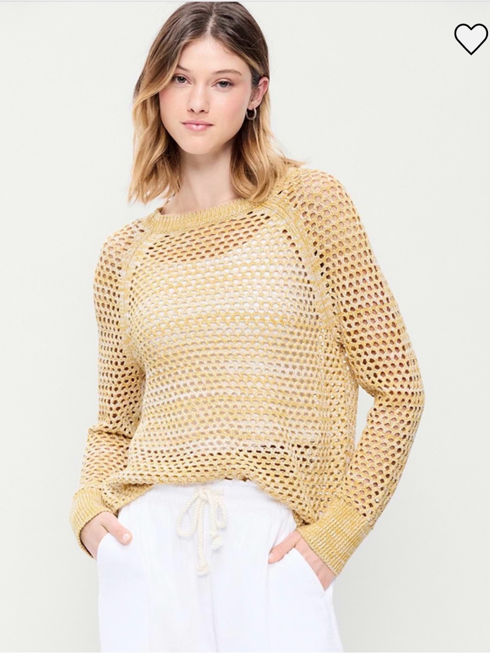 Old Navy Yellow Open-Weave Crewneck Sweater